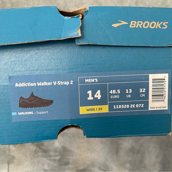 Brooks Addiction Walker V-Strap Leather Walking Shoes Black Size 14 Wide NWT - Picture 10 of 11